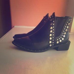 Black studded ankle boots